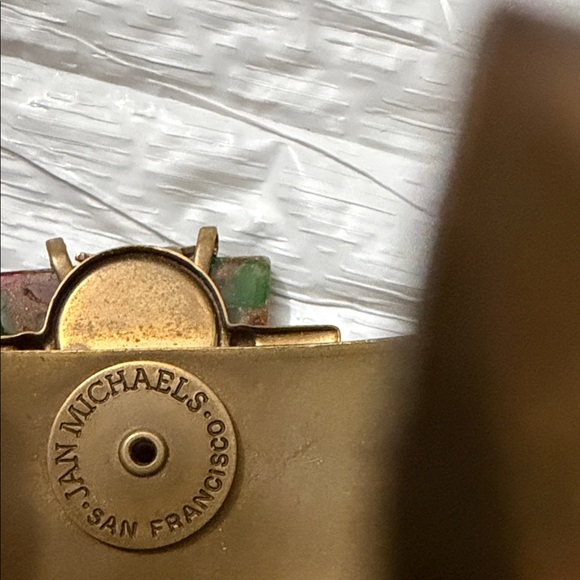 Artisan Brass Cuff Bracelet with Multicolor Stone - Picture 4 of 4